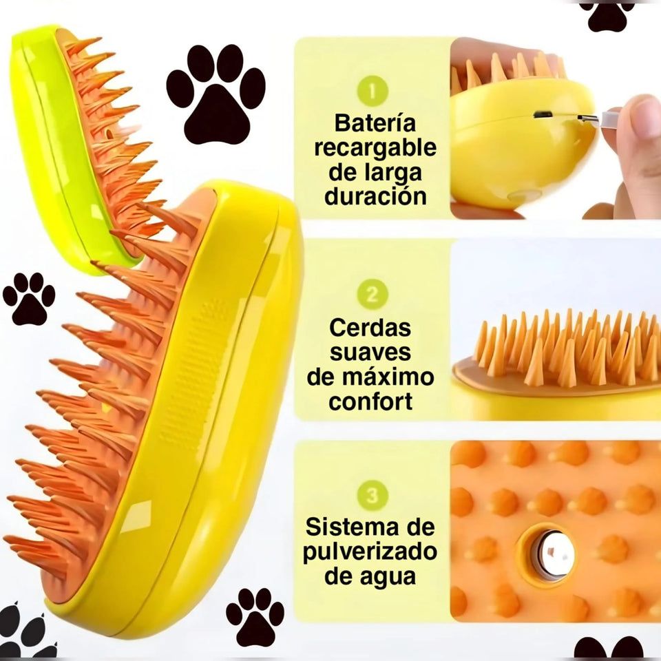 CEPILLO DE MASCOTAS A VAPOR 3 EN 1